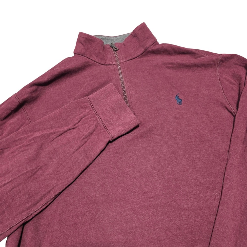 Polo Ralph Lauren Performance Pullover Mens Large Maroon Quarter Zip Sweater